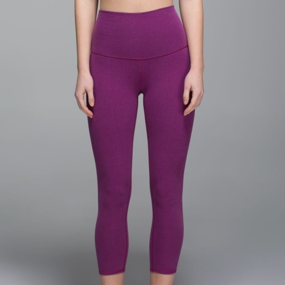 Lululemon Wunder Under Crop II Cotton (Roll Down) Purple Leggings
